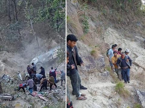 संखुवासभाको भोटखोलामा हेलिकाेप्टर दुर्घटना