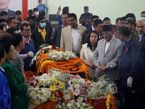 सुवास नेम्बाङको अन्त्येष्टि राजकीय सम्मानका साथ पशुपति आर्यघाटमा 
