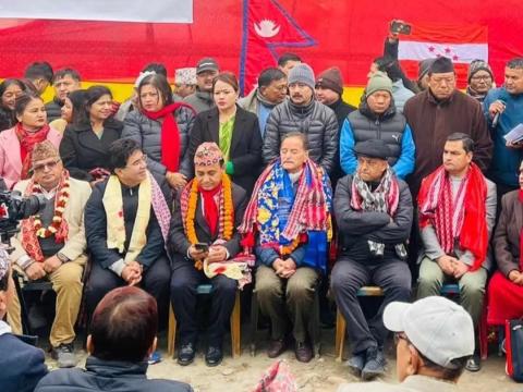 नेपाली कांग्रेसका महामन्त्री गगन थापाले झापाको मेची पुलबाट ‘संवाद यात्रा’ सुरु  