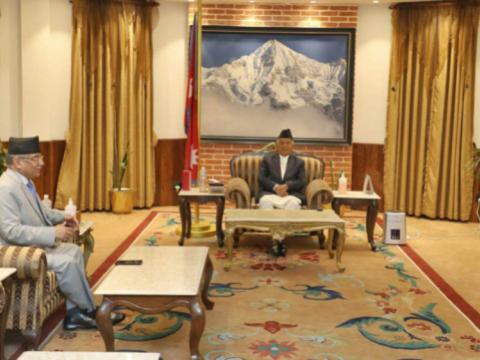 राष्ट्रपति पौडेल र प्रधानमन्त्री दाहालबीच भेटवार्ता