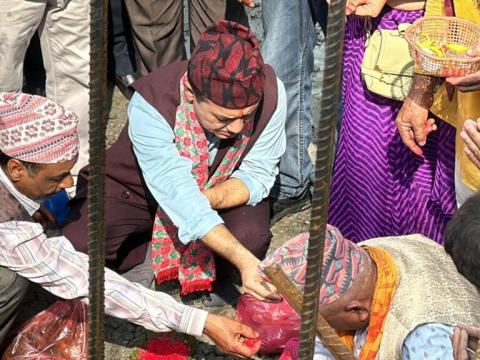 झापाको बुद्धशान्तिमा देशकै तेस्रो लामो झोलुङ्गे पुल शिलान्यास