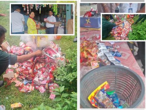सुरुङ्गा बजारबाट सुर्तिजन्य पदार्थ बरामद गरि नस्ट 