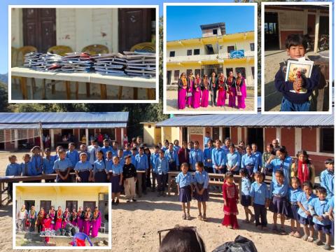 वैवाहिक वर्षगाँठको अवसरमा मेची महाकाली बुहारी संयुक्त आवाजद्वारा इलाममा ४५ विद्यार्थीलाई शैक्षिक सामग्री वितरण